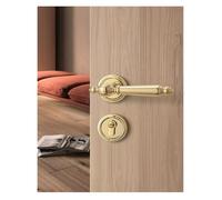 American Gold Anti-Theft Door Lock Light Luxury Indoor European PVD Room Door Lock Bedroom Wooden Door Magnetic Lock(Type B-Magnetic Silent)