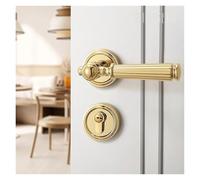 American Gold Anti-Theft Door Lock Light Luxury Indoor European PVD Room Door Lock Bedroom Wooden Door Magnetic Lock(Type A-Magnetic Silent)