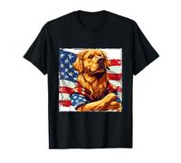American Golden Retriever Dog Mascot USA Flag T-Shirt