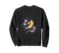 American Goldfinch and Lavender Flowers Nature Bird Art Sweatshirt