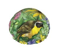 American Goldfinch Print Premium Double Layer Shower Cap For Women With Reusable Shower Cap For Hair - Waterproof Plastic Cap - Shower Caps For Long, Short And Curly Hairs
