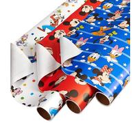 American Greetings 105 sq. ft. Disney Wrapping Paper Set with Gridlines for Kids Birthday, Baby Shower and All Occasions, Mickey Mouse, Minnie Mouse, Pluto and Polka Dots (3 Rolls, 30 in. x 14 ft.