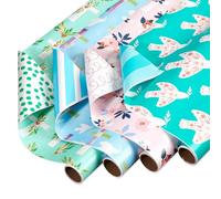 American Greetings 160 sq. ft. Reversible Religious Wrapping Paper Bundle for Weddings, First Communions and Baptisms - Designed by Kathy Davis, Religious Cross, Doves and Stripes (4 Rolls, 30 in. x