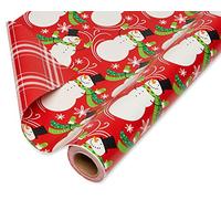 American Greetings 175 sq. ft. Reversible Christmas Wrapping Paper, Plaid Snowman (1 Jumbo Roll 30 in. x 70 ft.)