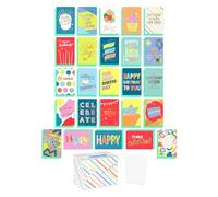 American Greetings 25-Count Birthday Card Assortment with Envelopes, Seals, and Storage Box (Celebrate)