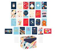 American Greetings 25-Count Birthday Card Assortment with Envelopes, Seals, and Storage Box (Wish Big)