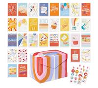 American Greetings 30-Count Birthday Card Assortment Box with Envelopes, Seals, and Storage Box (Kathy Davis Designs, Cake)