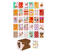 American Greetings 30-Count Trendy All Occasions Deluxe Greeting Card Bundle with Refillable Keepsake Storage Box, Envelopes, and Seals for Her, Designed by Bouffants and Broken Hearts