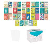American Greetings 35-Count Birthday Card Assortment with Envelopes, Seals, and Storage Box (Confetti)