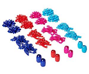 American Greetings All-Occasion Bows and Ribbon for Gift Wrapping, Turquoise, Fuchsia, Red and Royal Blue (24-Count)