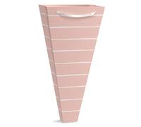 American Greetings Flower Bouquet Gift Bag with Handles for All Occasion, Pink Stripes