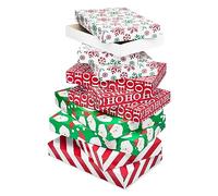 American Greetings Red and White Striped Gift Boxes for Christmas and All Holidays (10 Boxes, 6 Shirt Boxes, 4 Robe Boxes)