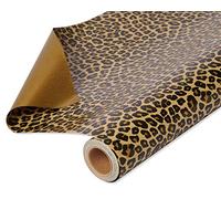 American Greetings Reversible Wrapping Paper, 175 sq. ft, 1-Roll, Leopard and Gold