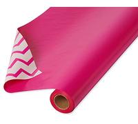 American Greetings Reversible Wrapping Paper Jumbo Roll for Graduation, Birthdays and All Occasions, Pink and Chevron (1 Roll, 175 sq. ft.)