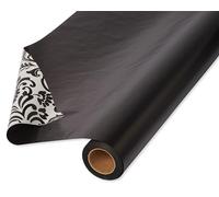 American Greetings Reversible Wrapping Paper Jumbo Roll for Graduation, Fathers Day, Birthdays and All Occasions, Black and Damask (1 Roll, 175 sq. ft.)