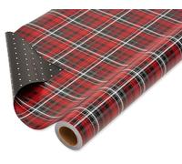 American Greetings Reversible Wrapping Paper, Red and Black Plaid (1 Jumbo Roll, 175 sq. ft)