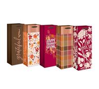 American Greetings Wine Gift Bags for Thanksgiving and Fall (5 Bags)
