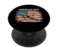 American Grit Vintage Biplane Distressed Flag PopSockets Adhesive PopGrip