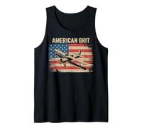 American Grit Vintage Biplane Distressed Flag Tank Top