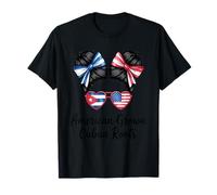 American Grown Cuban Roots Messy Bun Girl T-Shirt