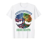 American Grown Irish Roots Patriotic Tree Art T-Shirt