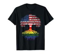 American Grown LGBT-Q Gay Roots Pride Rainbow Flag Ally T-Shirt