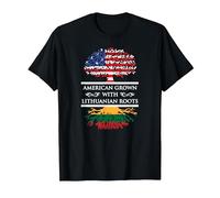 American Grown Lithuanian Roots Lithuanian American Clothing T-Shirt, Men, Black, Small