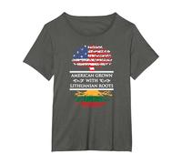 American Grown Lithuanian Roots Lithuanian American Clothing T-Shirt, Women's Plus, Asphalt Grey, 6X
