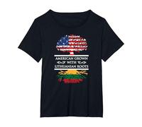 American Grown Lithuanian Roots Lithuanian American Clothing T-Shirt, Women's Plus, Black, 6X