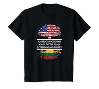 American Grown Lithuanian Roots Lithuanian American Clothing T-Shirt, Youth, Black, Small