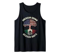 American Grown Mexican Roots Flag Tree Design Tank Top