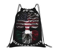 American Grown Mexican Roots Unisex Gym Sack Waterproof Swimming Bag Large Drawstring Bag For Hiking Yoga Football
