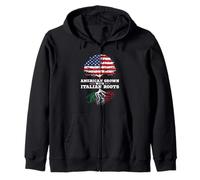 American Grown With Italian Roots USA Patriotism Zip Hoodie
