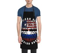 American Grown With Russian Roots Russia Unisex Bib Aprons Professional Apron Waterproof Kitchen Apron For Craft Coffee House Cooking