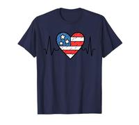 American Heart Flag Inspired Love Stars and Stripes Artwork T-Shirt