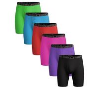 American Heaven Men's Knee Length Boxer Briefs | Ultra Soft -Stretch Base Layer Boxer Brief with Fly-Pack of 6 - - Large