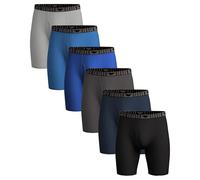 AMERICAN HEAVEN Men's Knee Length Boxer Briefs | Ultra Soft -Stretch Base Layer Boxer Brief with Fly-Pack of 6, 6 Pack - Black/Navy/Charcoal/Grey/Royal/ Denim Blue, XXL