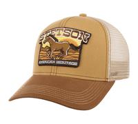 Stetson American Heritage Trucker Cap 6 Panel Snapback Horse Motif Cotton Men Summer Winter Brown