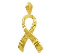 American Heroes Women's 10k Gold Childhood Cancer Awareness Ribbon Charm 3D Pendant