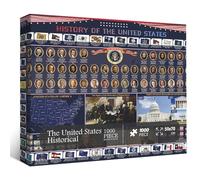 American History 2025 Jigsaw Puzzles 1000 Pieces, United States Puzzles for Adults Featuring USA Map, Presidents, Flag, American President Puzzle as History Home Decor