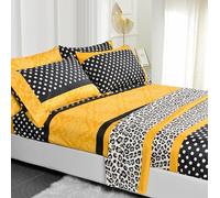 American Home Collection King Size Printed Sheet Set - 6 Pieces Brushed Microfiber Patchwork Pattern Bedding Sheets & Pillowcases Set - Fit 14” Mattress - Easy Care - Wrinkle and Fade Resistant