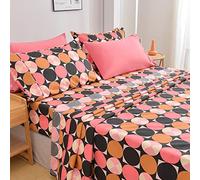 American Home Collection Ultra-Soft Microfiber Sheet Set - Double Brushed - Wrinkle and Stain Resistance - Fit 14 inches Deep Pocket - 6 Pieces Set (Full, Pink Dots)