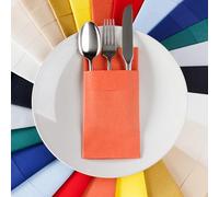 AMERICAN HOMESTEAD Dinner Napkins with Flatware Pocket-Pre-Folded Cloth-Like Disposable Napkins-Absorbent Paper Serviettes for Weddings, Parties Events-16"x15.5"-50 (Terracotta)