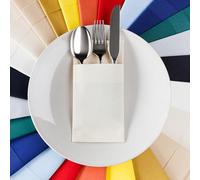 AMERICAN HOMESTEAD Dinner Napkins with Flatware Pocket-Pre-Folded Cloth-Like Disposable Table Napkins-Absorbent Paper Serviettes for Weddings, Parties and Events-16x15.5"- 50 Count (Ivory)