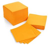 American Homestead Orange Cocktail Napkins - Premium 4"x4" Disposable Linen-Like Beverage Napkins - Bulk Square Party Bar Serviettes for Weddings, Parties, Events, and Everyday Use - 100 Count