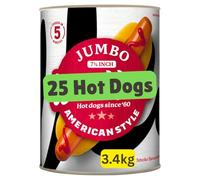 American Hot Dog Sausages, Smoke Flavour (25 Jumbo Hot Dogs 3.4kg)
