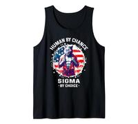 American Human by Chance Sigma by Choice T-Shirt Sigma Wolf Tank Top, Men, Black, Large