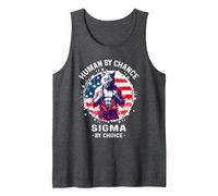 American Human by Chance Sigma by Choice T-Shirt Sigma Wolf Tank Top, Men, Dark Heather Grey, XX-Large