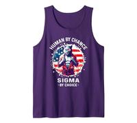 American Human by Chance Sigma by Choice T-Shirt Sigma Wolf Tank Top, Men, Purple, Large