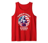 American Human by Chance Sigma by Choice T-Shirt Sigma Wolf Tank Top, Men, Red, X-Large
